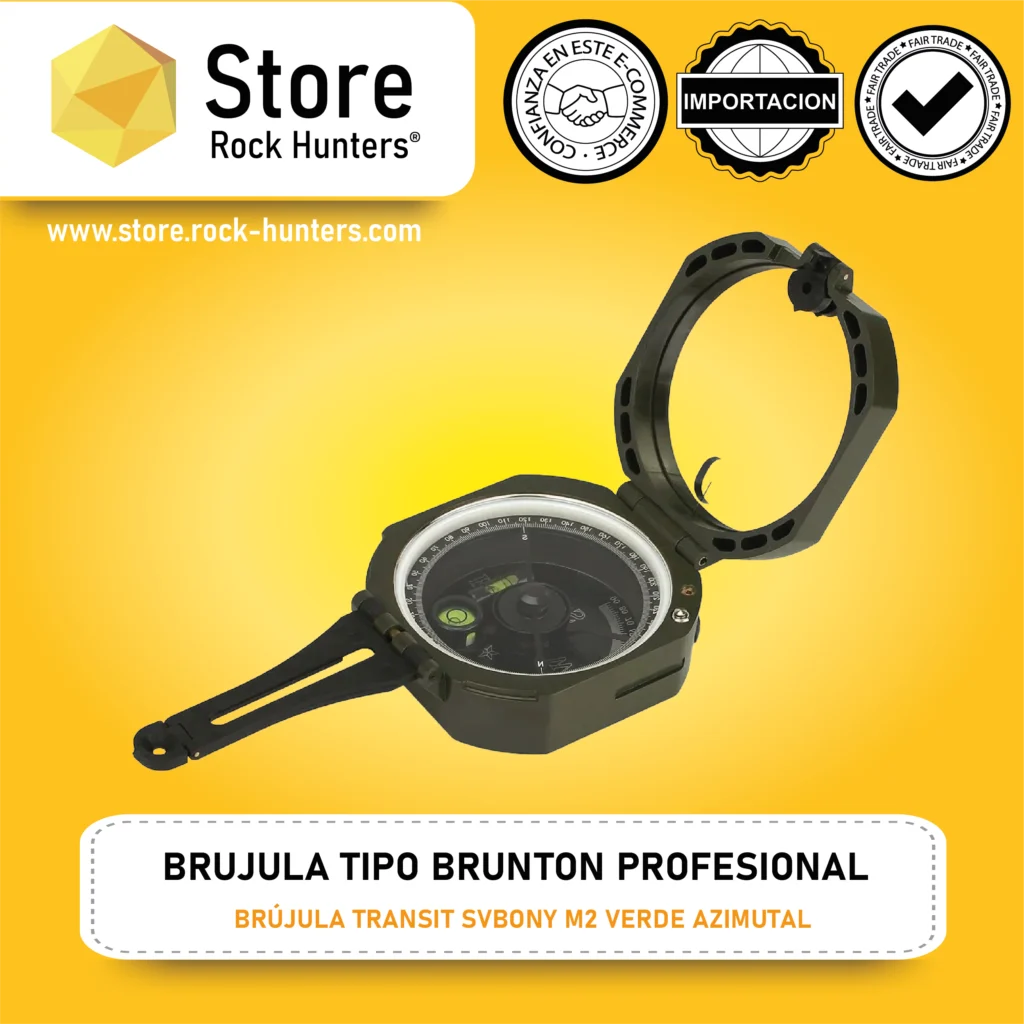 BRUJULA TRANSIT ROCK HUNTERS M2 VERDE AZIMUTAL