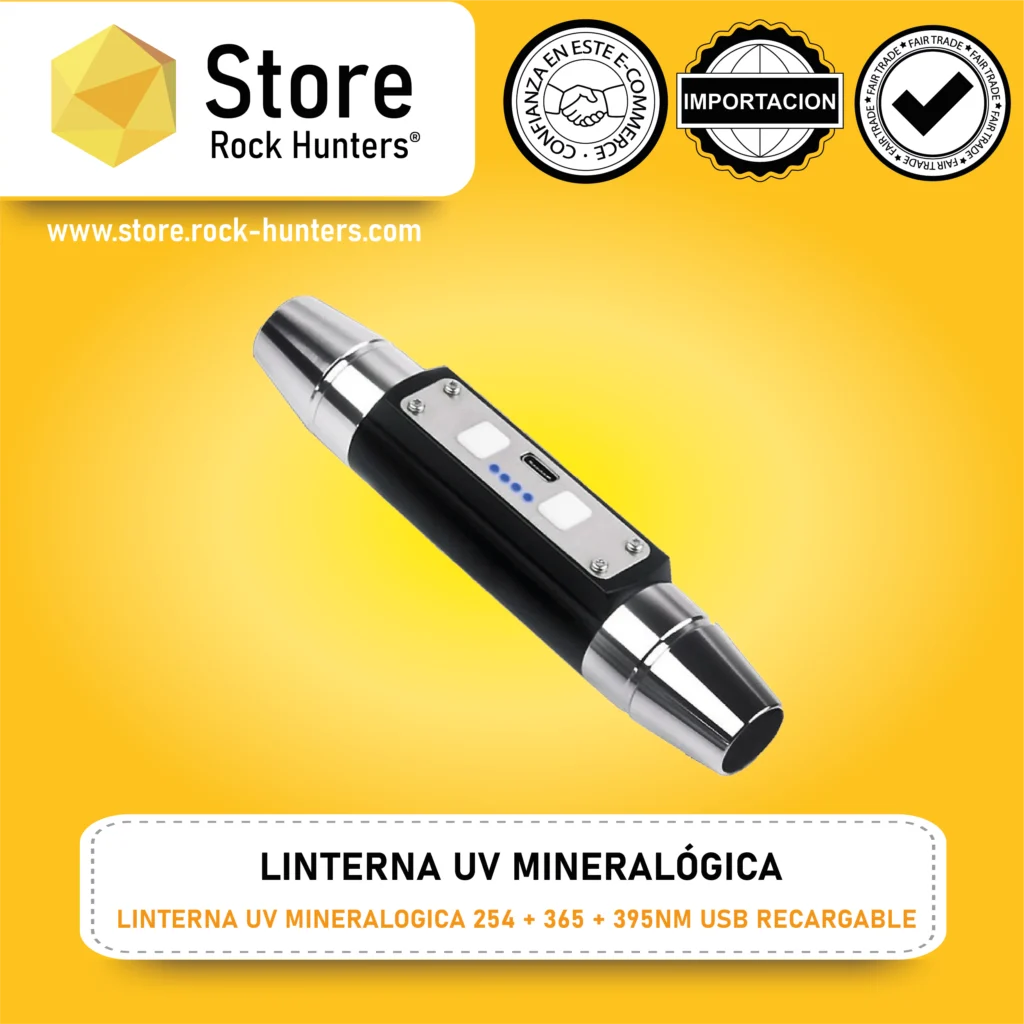 LINTERNA UV MINERALOGICA WONDSON 254NM + 365NM + 395NM USB RECARGABLE